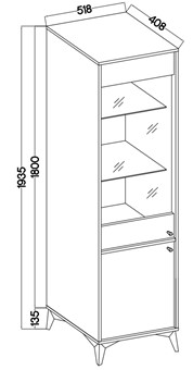 meble TOKYO 101 wąska witryna do salonu na nóżkach beż piaskowy N1