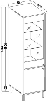 meble TOKYO 101 wąska witryna do salonu na nóżkach czarny grafit N2