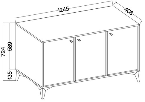 meble TOKYO 813 komoda z drzwiami do salonu na nóżkach czarny grafit N1