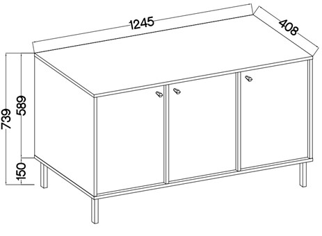 meble TOKYO 813 komoda z drzwiami do salonu na nóżkach czarny grafit N2