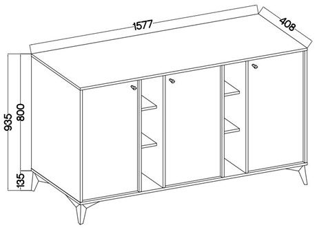 meble TOKYO 823 szeroka komoda do salonu na nóżkach czarny grafit N1