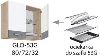 meble kuchenne GLOBAL szafka górna wisząca z ociekarką 80 [53G] biały szary