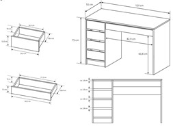 Meble IDA proste minimalistyczne biurko z szufladami 120 kaszmir cashmere