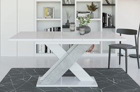 XAO nowoczesny stół rozkładany do salonu 120/160x90 K350 biały połysk beton