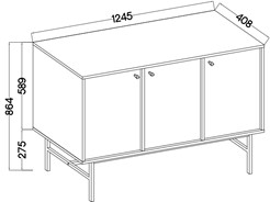 meble TOKYO 813 komoda z drzwiami do salonu na nóżkach eukaliptus N3